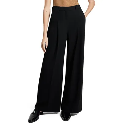 Theory Theory Pleated High Rise Wide Leg Pants in Black — Women Winter black Pants
