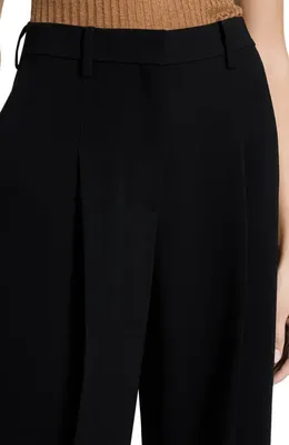 Theory Theory Pleated High Rise Wide Leg Pants in Black — Women Winter black Pants