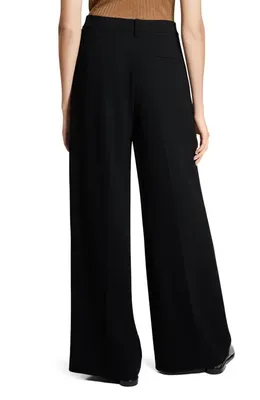 Theory Theory Pleated High Rise Wide Leg Pants in Black — Women Winter black Pants