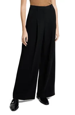 Theory Theory Pleated High Rise Wide Leg Pants in Black — Women Winter black Pants