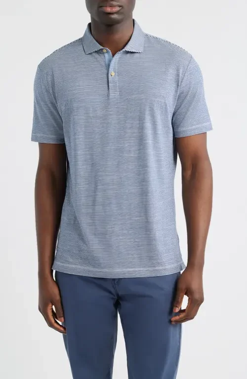 johnnie-O johnnie-O Thatcher Stripe Cotton Blend Polo in Navy — Men Summer grey Tops