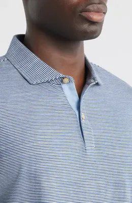 johnnie-O johnnie-O Thatcher Stripe Cotton Blend Polo in Navy — Men Summer grey Tops