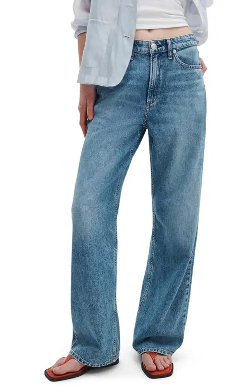 rag & bone rag & bone Featherweight Logan Wide Leg Jeans in Lyon — Women Summer blue Pants