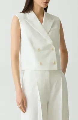 Theory Theory Double Breasted Crop Vest in Ivory — Women Winter ivory Vests