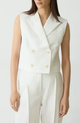 Theory Theory Double Breasted Crop Vest in Ivory — Women Winter ivory Vests