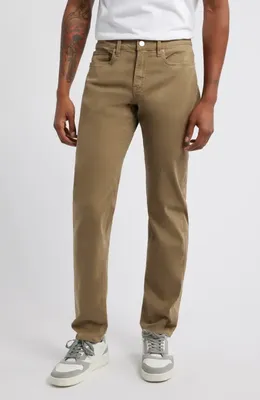 FRAME FRAME L'Homme Slim Fit Five-Pocket Twill Pants in Dark Tan — Men Autumn khaki Pants