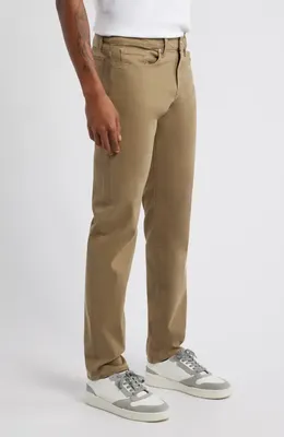 FRAME FRAME L'Homme Slim Fit Five-Pocket Twill Pants in Dark Tan — Men Autumn khaki Pants