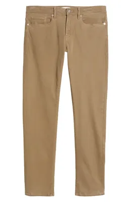 FRAME FRAME L'Homme Slim Fit Five-Pocket Twill Pants in Dark Tan — Men Autumn khaki Pants