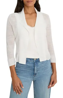 NIC+ZOE NIC+ZOE Featherknit Linen Blend Cardigan in Paper White — Women Spring white Tops