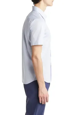 Theory Theory Irving Short Sleeve Button-Up Shirt in Olympic — Men Summer silver Tops