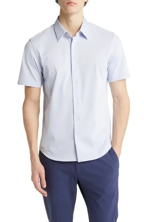 Theory Theory Irving Short Sleeve Button-Up Shirt in Olympic — Men Summer silver Tops