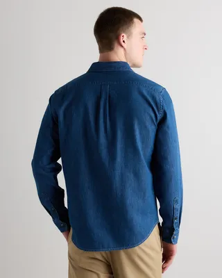 Quince Quince | Men's Heritage Washed Denim Shirt in Medium Wash — Men Summer blue Button-Down Shirts