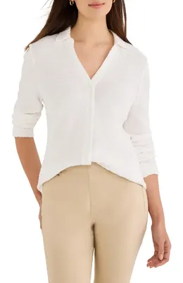 NIC+ZOE NIC+ZOE Texture Stretch Knit Shirt in Paper White — Women Winter white Tops