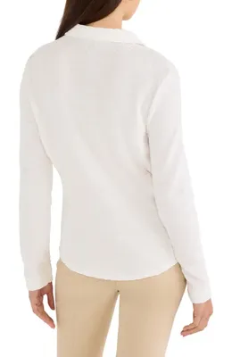 NIC+ZOE NIC+ZOE Texture Stretch Knit Shirt in Paper White — Women Winter white Tops