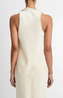 Vince Vince Sleeveless Scarf Satin Top in Bona — Women Spring ivory Tops