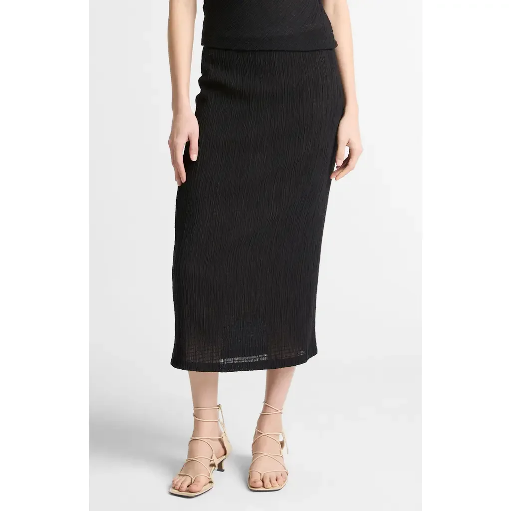 Vince Vince Shadow Grid Midi Skirt in Black — Women Winter black Skirts