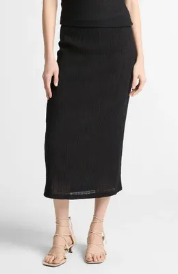 Vince Vince Shadow Grid Midi Skirt in Black — Women Winter black Skirts
