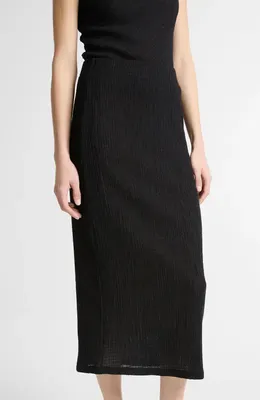 Vince Vince Shadow Grid Midi Skirt in Black — Women Winter black Skirts