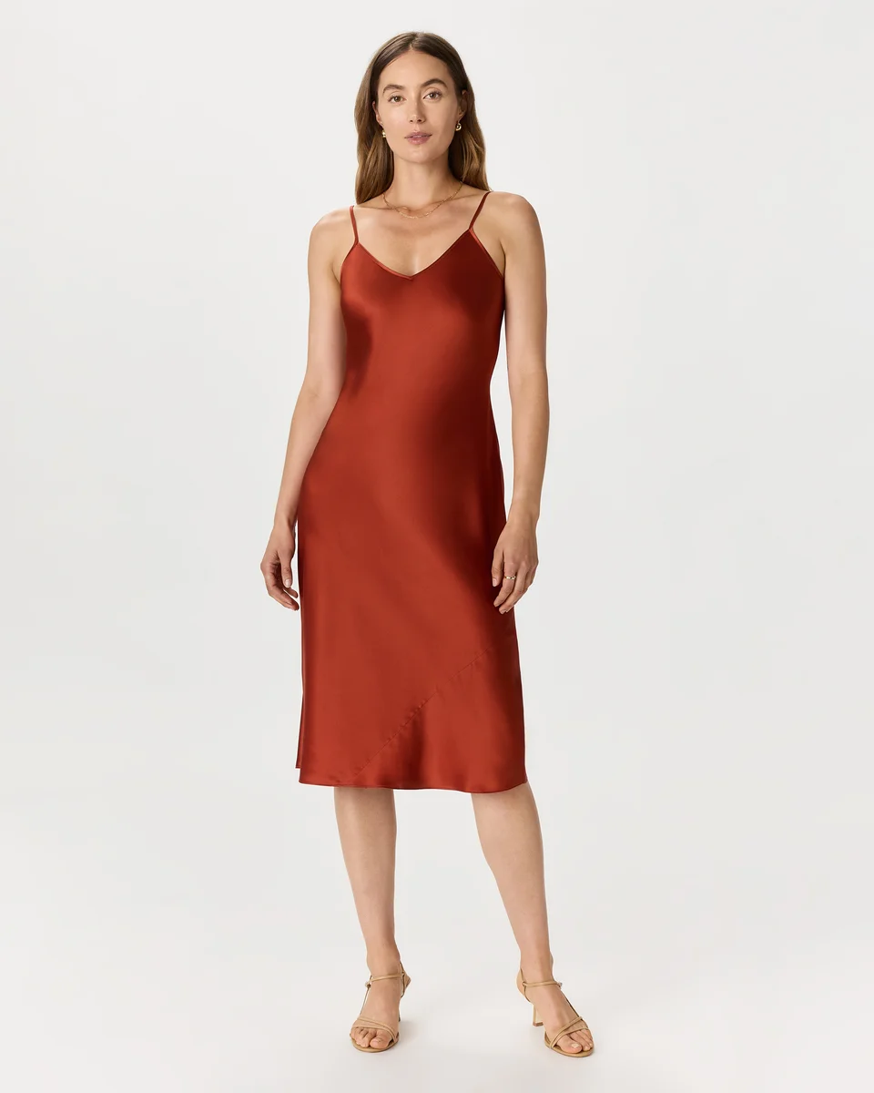 Quince Quince | Women's Slip Dress in Paprika Red — Women Autumn red Mini Dresses