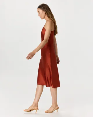 Quince Quince | Women's Slip Dress in Paprika Red — Women Autumn red Mini Dresses