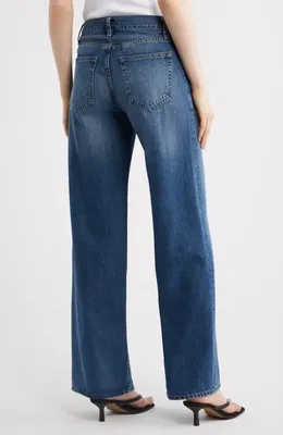 FRAME FRAME The Off Duty Stroll Wide Leg Jeans in Garda — Women Winter navy Pants