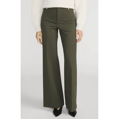 FRAME FRAME The Modernist High Waist Wide Leg Pants in Military Green — Women Autumn green Pants