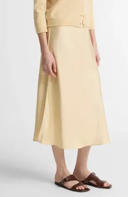 Vince Vince Pull-On Satin Slip Skirt in Chamomile — Women Spring beige Skirts