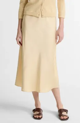 Vince Vince Pull-On Satin Slip Skirt in Chamomile — Women Spring beige Skirts