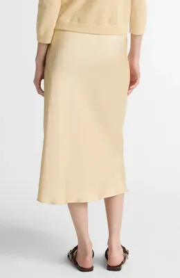 Vince Vince Pull-On Satin Slip Skirt in Chamomile — Women Spring beige Skirts