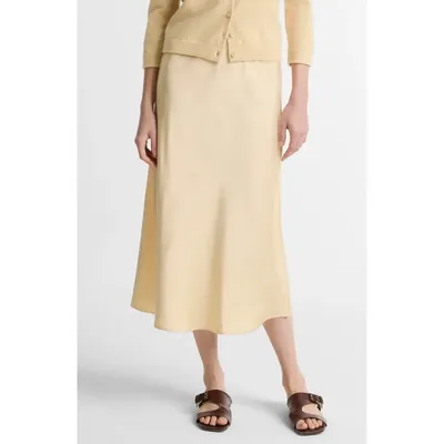 Vince Vince Pull-On Satin Slip Skirt in Chamomile — Women Spring beige Skirts
