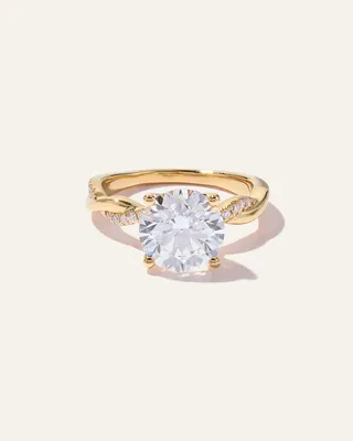 Quince Quince Women's Lab Grown Diamond Round Twisted Engagement Ring 3ct in Yellow Gold — Women Spring gold Accessories