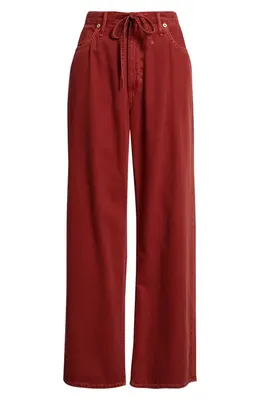 rag & bone rag & bone Featherweight Phoebe Drawstring Wide Leg Jeans in Sienna Stne — Women Autumn red Pants