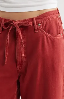 rag & bone rag & bone Featherweight Phoebe Drawstring Wide Leg Jeans in Sienna Stne — Women Autumn red Pants