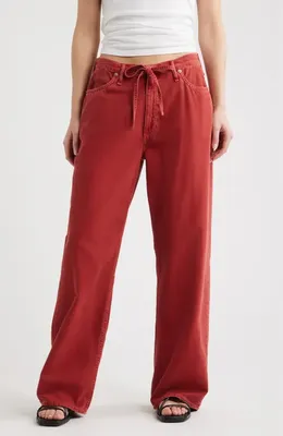 rag & bone rag & bone Featherweight Phoebe Drawstring Wide Leg Jeans in Sienna Stne — Women Autumn red Pants