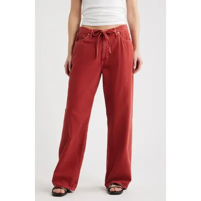 rag & bone rag & bone Featherweight Phoebe Drawstring Wide Leg Jeans in Sienna Stne — Women Autumn red Pants