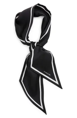 Vince Vince Stripe Silk Scarf in Black Optic White — Women Winter black Accessories