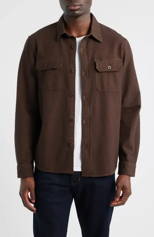 AG AG Milland Relaxed Fit Utility Button-Up Shirt in Dark Chocolate — Men Autumn chocolate Tops
