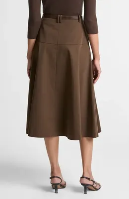 Vince Vince Utility Flare Midi Skirt in Willow — Women Autumn brown Skirts