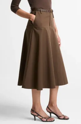 Vince Vince Utility Flare Midi Skirt in Willow — Women Autumn brown Skirts