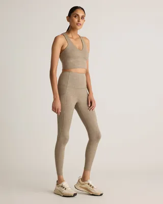Quince Quince | Women's Ultra-Soft High-Rise Pocket Legging in Heather Oatmeal — Women Autumn beige Athletic Pants