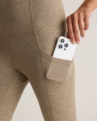 Quince Quince | Women's Ultra-Soft High-Rise Pocket Legging in Heather Oatmeal — Women Autumn beige Athletic Pants