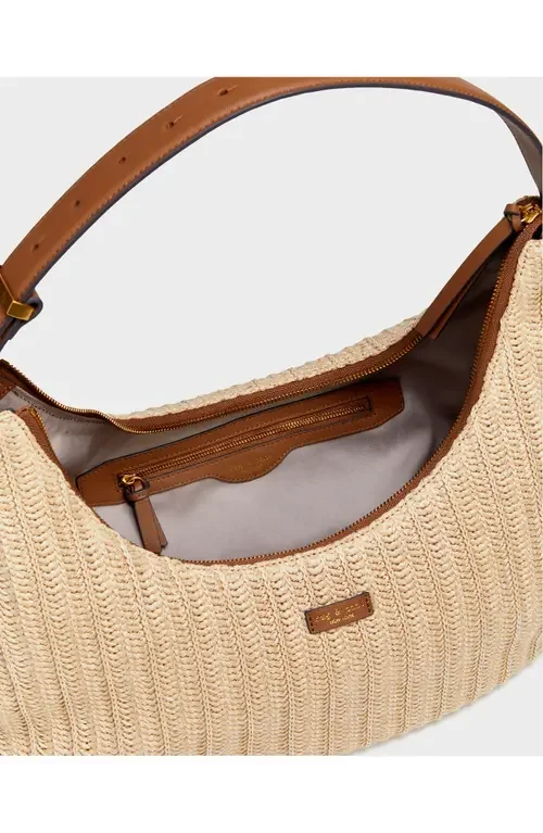 rag & bone rag & bone Large Hudson Woven Straw Hobo Bag in Natural — Women Autumn tan Hand Bags