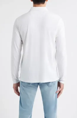 johnnie-O johnnie-O Coastal Wash Long Sleeve Pocket Polo in White — Men Winter white Tops