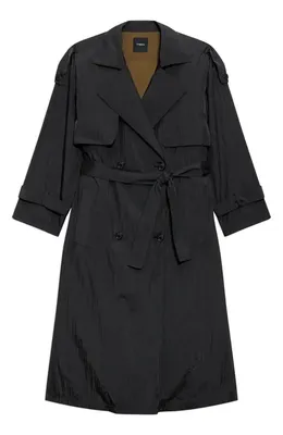 Theory Theory Recycled Nylon Trench Coat in Black - 001 — Women Winter black Overcoats