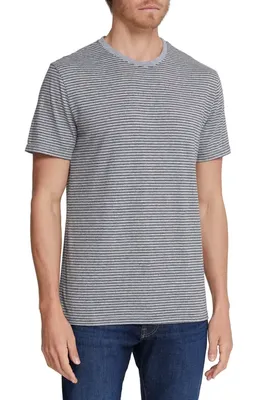 AG AG Bryce Stripe Crewneck Cotton T-Shirt in Heather Grey/true Black — Men Summer silver Tops