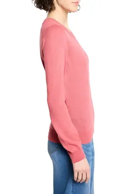 NIC+ZOE NIC+ZOE Pure Cotton Crewneck Sweater in Cranberry — Women Spring coral Tops
