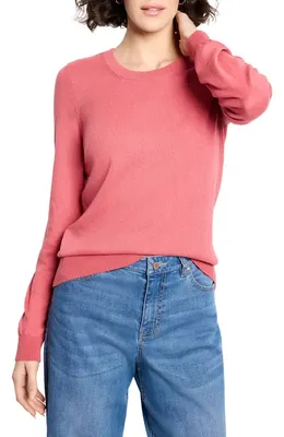 NIC+ZOE NIC+ZOE Pure Cotton Crewneck Sweater in Cranberry — Women Spring coral Tops