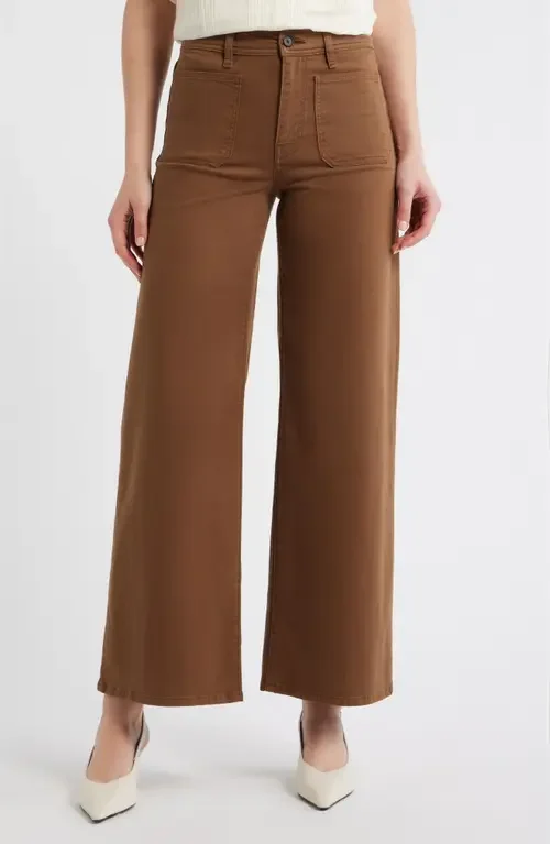 FRAME FRAME Le Slim Palazzo Harbor Pocket High Waist Wide Leg Jeans in Ledger — Women Autumn brown Pants