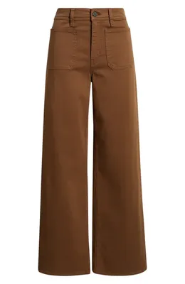 FRAME FRAME Le Slim Palazzo Harbor Pocket High Waist Wide Leg Jeans in Ledger — Women Autumn brown Pants