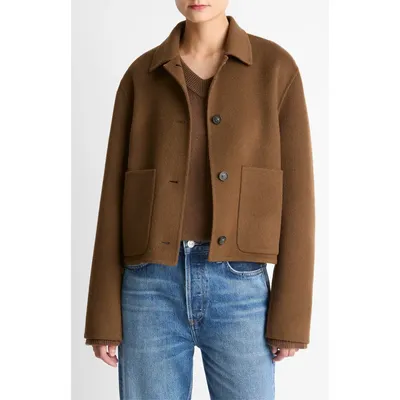 Vince Vince Wool Blend Short Jacket in Hazelnut — Women Autumn brown Outerwear